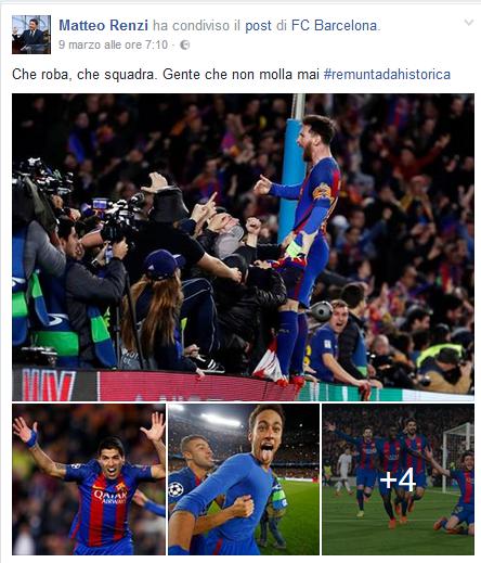 Renzi Facebook Barcelona FC